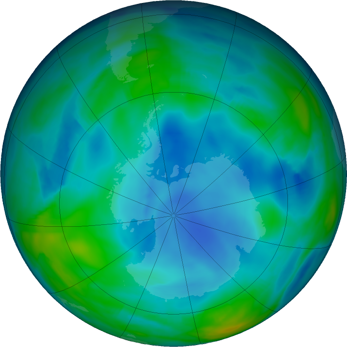 Antarctic ozone map for 17 June 2022